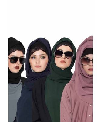Set Of Four Stole Hijabs In Soft And Super Fine Georgette 1