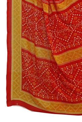 Red printed georgette saree with blouse 3