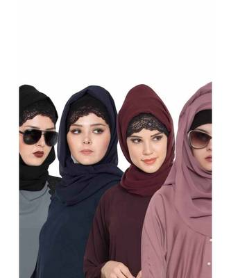 Set Of Four Stole Hijabs In Soft And Super Fine Georgette 1