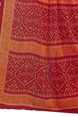 Red printed georgette saree with blouse 3
