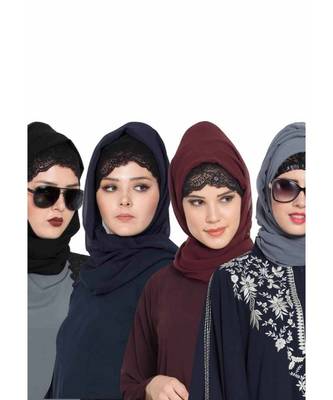 Set Of Four Stole Hijabs In Soft And Super Fine Georgette 1