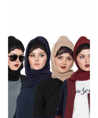 Set Of Four Stole Hijabs In Soft And Super Fine Georgette 1