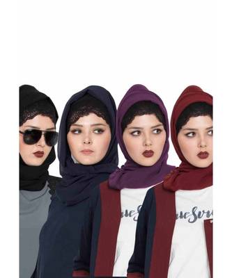 Set Of Four Stole Hijabs In Soft And Super Fine Georgette 1