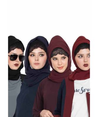 Set Of Four Stole Hijabs In Soft And Super Fine Georgette 1