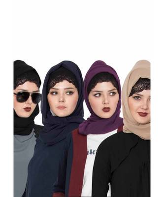 Set Of Four Stole Hijabs In Soft And Super Fine Georgette 1