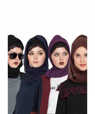 Set Of Four Stole Hijabs In Soft And Super Fine Georgette 1
