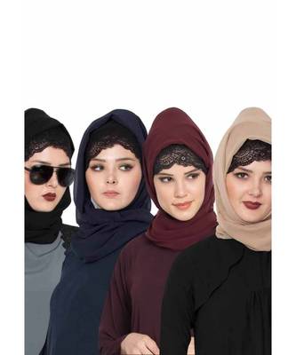 Set Of Four Stole Hijabs In Soft And Super Fine Georgette 1