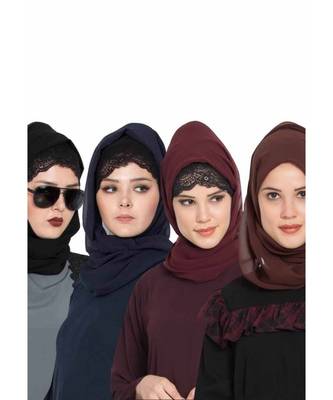 Set Of Four Stole Hijabs In Soft And Super Fine Georgette 1