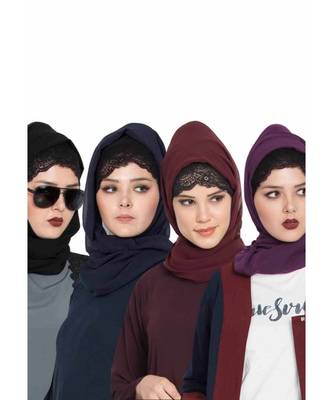 Set Of Four Stole Hijabs In Soft And Super Fine Georgette 1