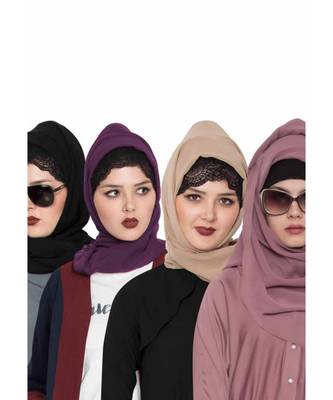 Set Of Four Stole Hijabs In Soft And Super Fine Georgette 1