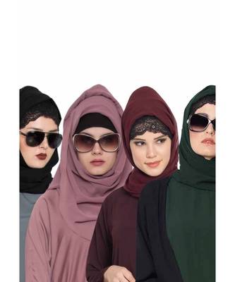 Set Of Four Stole Hijabs In Soft And Super Fine Georgette 1