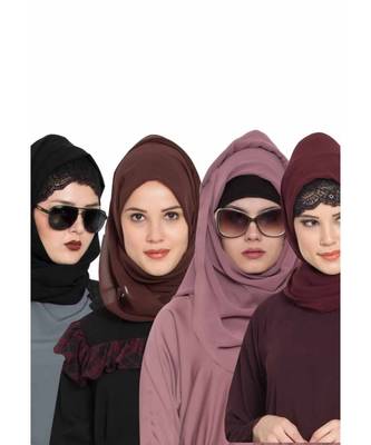 Set Of Four Stole Hijabs In Soft And Super Fine Georgette 1