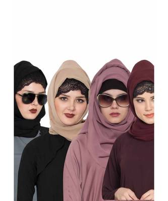 Set Of Four Stole Hijabs In Soft And Super Fine Georgette 1