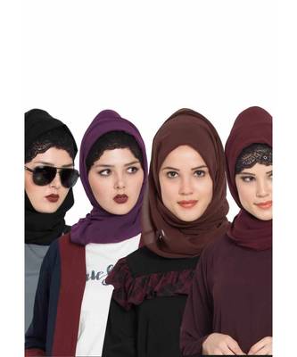 Set Of Four Stole Hijabs In Soft And Super Fine Georgette 1