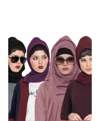 Set Of Four Stole Hijabs In Soft And Super Fine Georgette 1