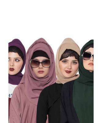 Set Of Four Stole Hijabs In Soft And Super Fine Georgette 1