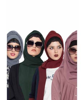 Set Of Four Stole Hijabs In Soft And Super Fine Georgette 1