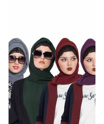 Set Of Four Stole Hijabs In Soft And Super Fine Georgette 1