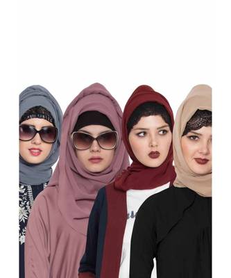 Set Of Four Stole Hijabs In Soft And Super Fine Georgette 1