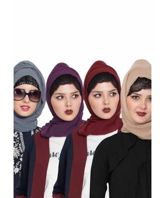 Set Of Four Stole Hijabs In Soft And Super Fine Georgette 1