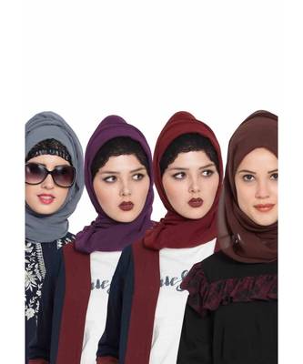 Set Of Four Stole Hijabs In Soft And Super Fine Georgette 1