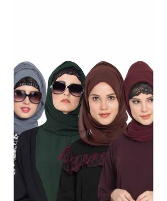 Set Of Four Stole Hijabs In Soft And Super Fine Georgette 1