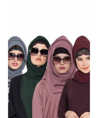 Set Of Four Stole Hijabs In Soft And Super Fine Georgette 1