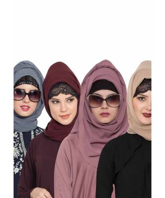 Set Of Four Stole Hijabs In Soft And Super Fine Georgette 1