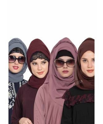 Set Of Four Stole Hijabs In Soft And Super Fine Georgette 1