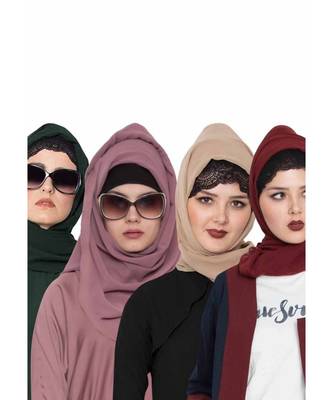 Set Of Four Stole Hijabs In Soft And Super Fine Georgette 1