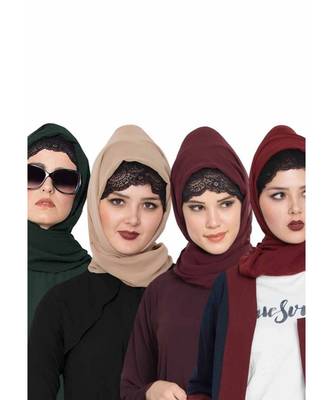 Set Of Four Stole Hijabs In Soft And Super Fine Georgette 1