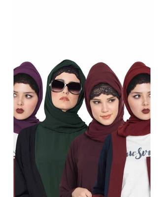 Set Of Four Stole Hijabs In Soft And Super Fine Georgette 1