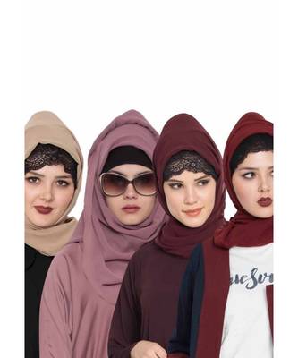 Set Of Four Stole Hijabs In Soft And Super Fine Georgette 1