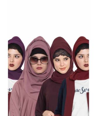 Set Of Four Stole Hijabs In Soft And Super Fine Georgette 1