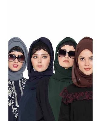 Set Of Four Stole Hijabs In Soft And Super Fine Georgette 1