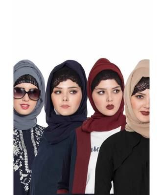 Set Of Four Stole Hijabs In Soft And Super Fine Georgette 1