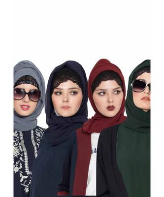 Set Of Four Stole Hijabs In Soft And Super Fine Georgette 6