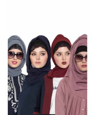 Set Of Four Stole Hijabs In Soft And Super Fine Georgette 1