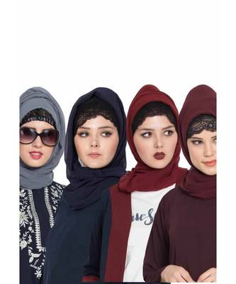Set Of Four Stole Hijabs In Soft And Super Fine Georgette 1