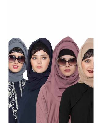 Set Of Four Stole Hijabs In Soft And Super Fine Georgette 1
