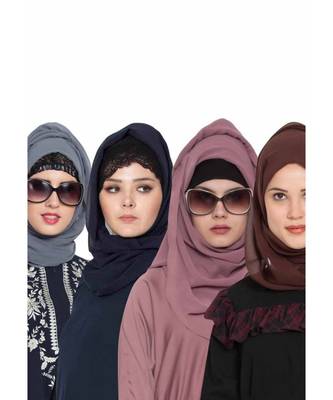 Set Of Four Stole Hijabs In Soft And Super Fine Georgette 1