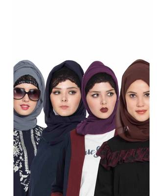 Set Of Four Stole Hijabs In Soft And Super Fine Georgette 1