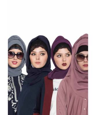 Set Of Four Stole Hijabs In Soft And Super Fine Georgette 1