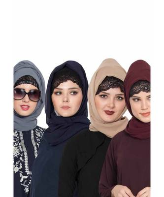 Set Of Four Stole Hijabs In Soft And Super Fine Georgette 1