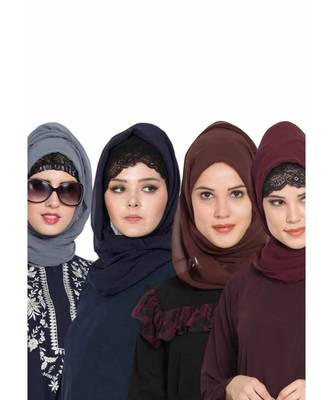 Set Of Four Stole Hijabs In Soft And Super Fine Georgette 1