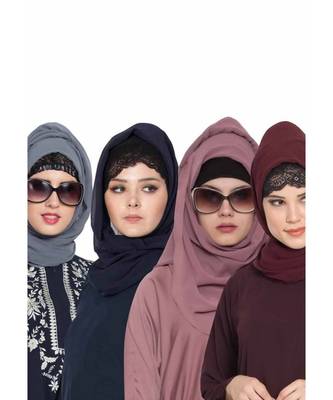 Set Of Four Stole Hijabs In Soft And Super Fine Georgette 1