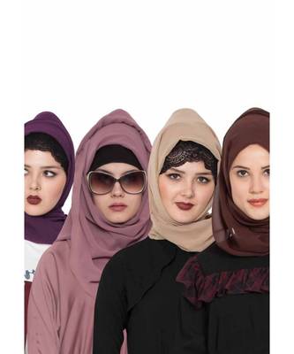 Set Of Four Stole Hijabs In Soft And Super Fine Georgette 1