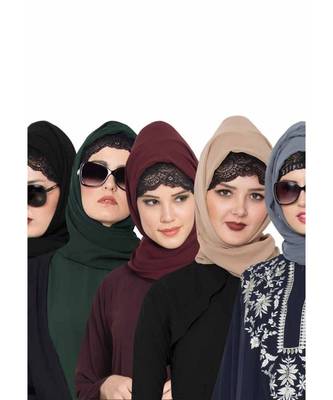 Set Of Five Stole Hijabs In Soft And Super Fine Georgette 1