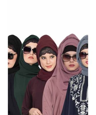 Set Of Five Stole Hijabs In Soft And Super Fine Georgette 1