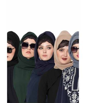 Set Of Five Stole Hijabs In Soft And Super Fine Georgette 1
